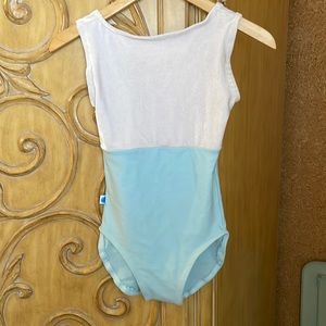 Custom Alger Designs leotard White velvet upper.